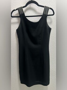 Vintage Datiani Black Mini Dress with Embellished Shoulder Straps